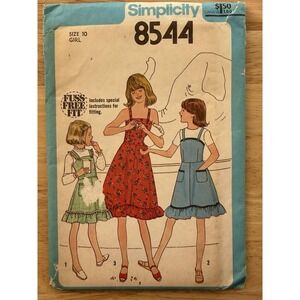 Simplicity Fuss Free Fit Pattern 8544 Girls Sundress Or Jumper Size 10 Uncut‎ FF